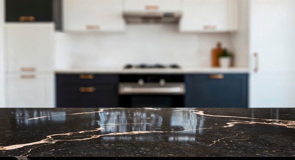 stylish-kitchen-with-black-marble-countertop - Prime Countertops
